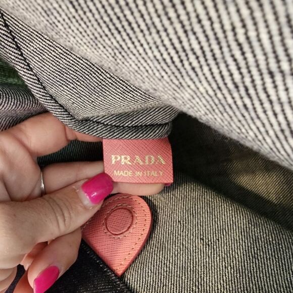 NWOT Prada Denim Logo Patch Tote W/ Pouchette, Dust Bag And COA - Picture 16 of 16